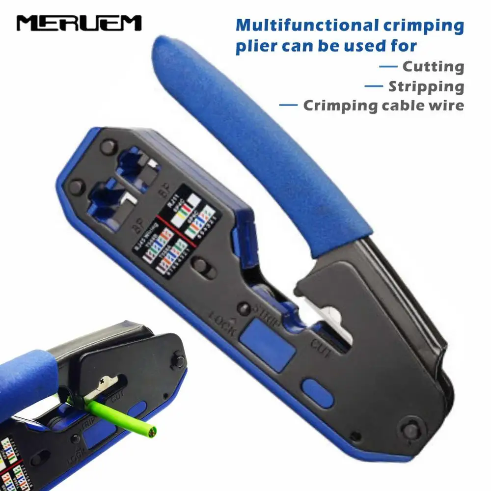 

Multi Crimping Tool Ethernet Network Crimping LAN Cable Crimper Cutter Stripper Plier Modular RJ45 8P RJ45 and 6P RJ12 RJ11