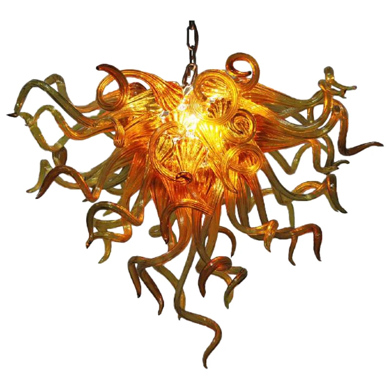 Cheap LED Pendant Lamps Led Amber Color Hand Blown Glass Chandelier Light 60 by 40 CM