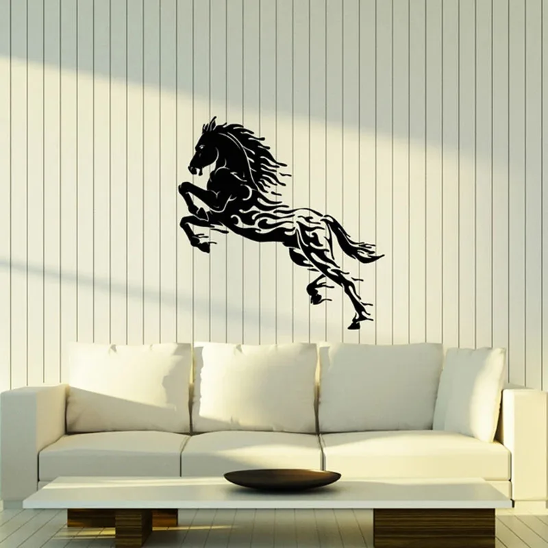 Horse Silhouette Wall Decal Water Drops Abstract Animal Stallion Mustang Wild Spirit Vinyl Window Sticker Living Room Decor E035