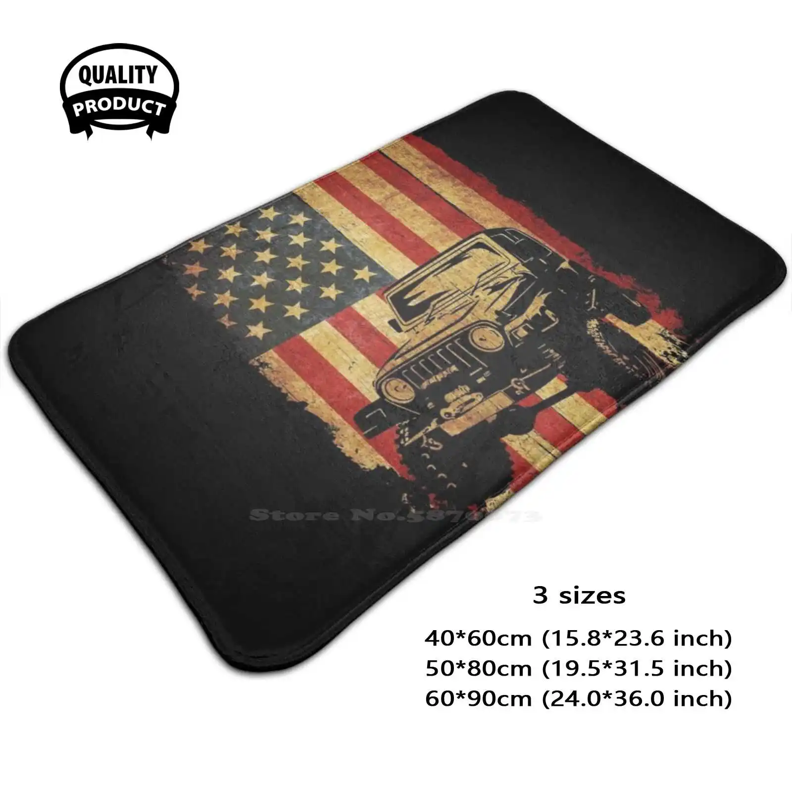 Vintage American Flag Soft Cushion Home Carpet Door Mat Car Rug Lover 4X4 Off Road Enthusiast Girl 4Th Of July Design Dad