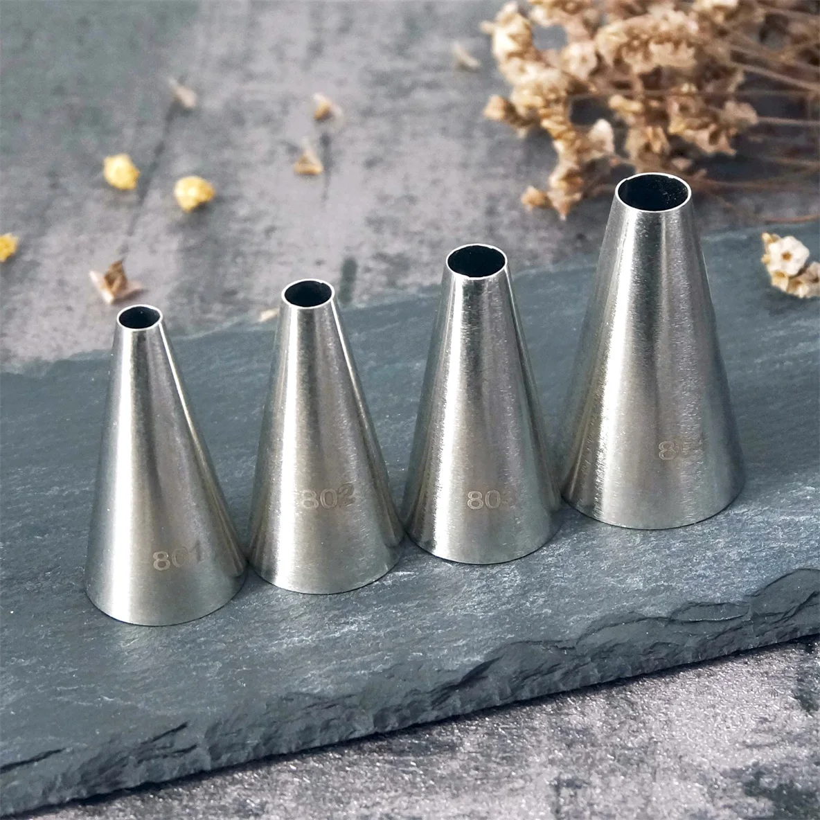 #801~809 Round Piping Nozzles Pastry Tips Cake Cream Decorating Baking Tool Stainless Steel Cupcake Cookie Icing Macaroon