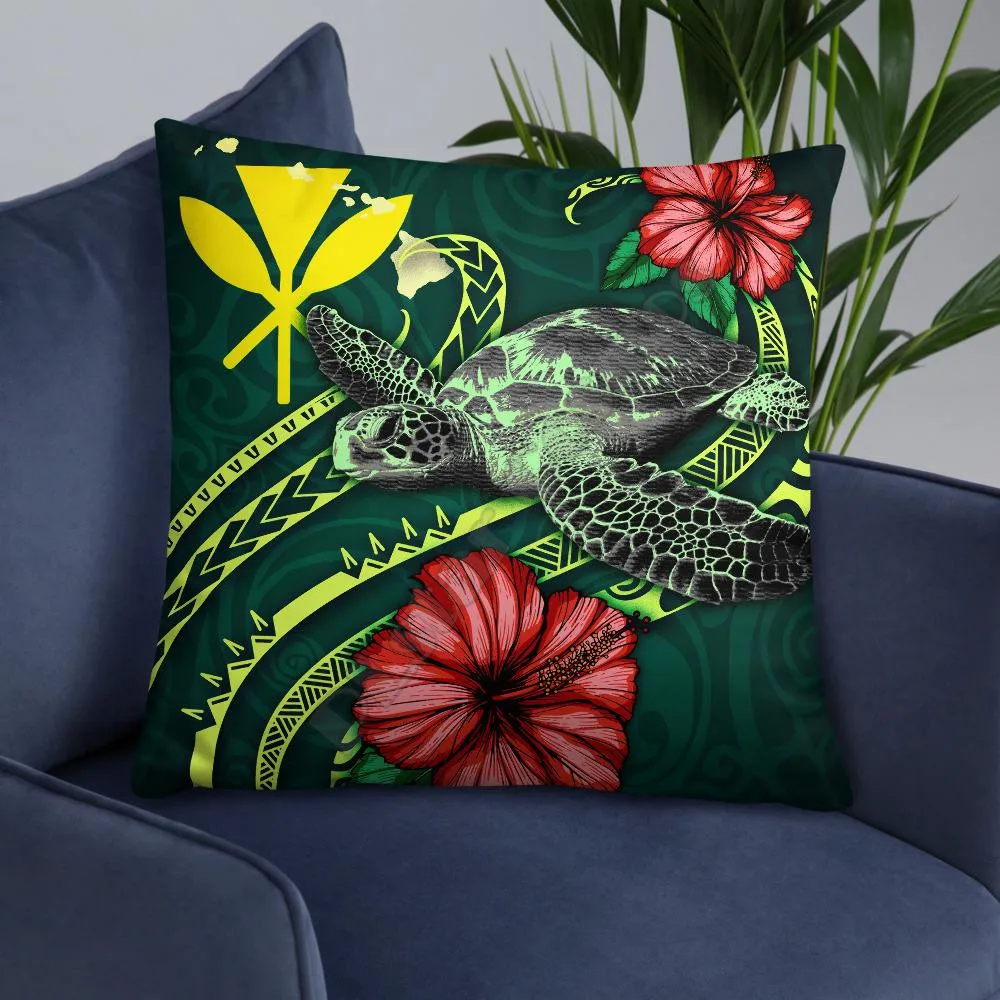 

Hawaii Polynesian Basic Pillow Green Turtle Hibiscus Pillowcases Throw Pillow Cover Home Decoration