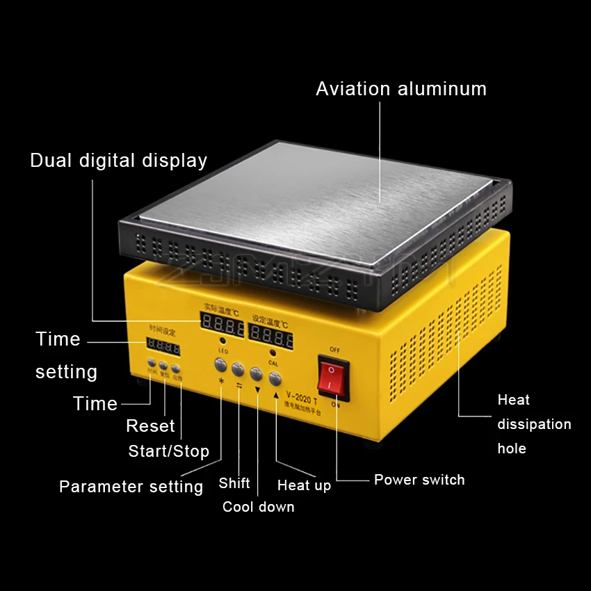 V-2030T LCD Seperator Heating Plate Station Electronic Heating Plate Preheating Station Mobile Phone Screen Repair Tools 1200W