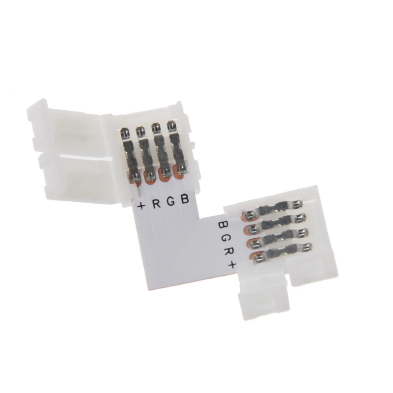 4 Pin LED Connector L Shape Corner Quick Splitter Right Angle 10mm 5050 RGB LED Strip Light 