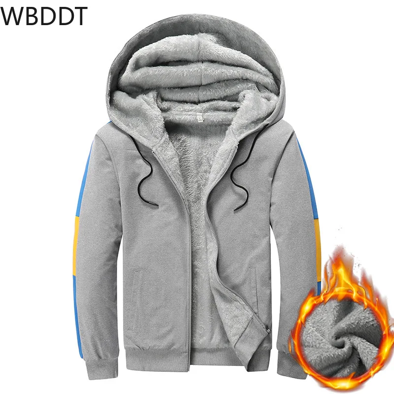 WBDDT Thicken Hoodies Mens Fleece Winter Wool Hooded Warm Sweatshirts Long Coat Streetwear Men Clothes 4XL Windbreakers dropship