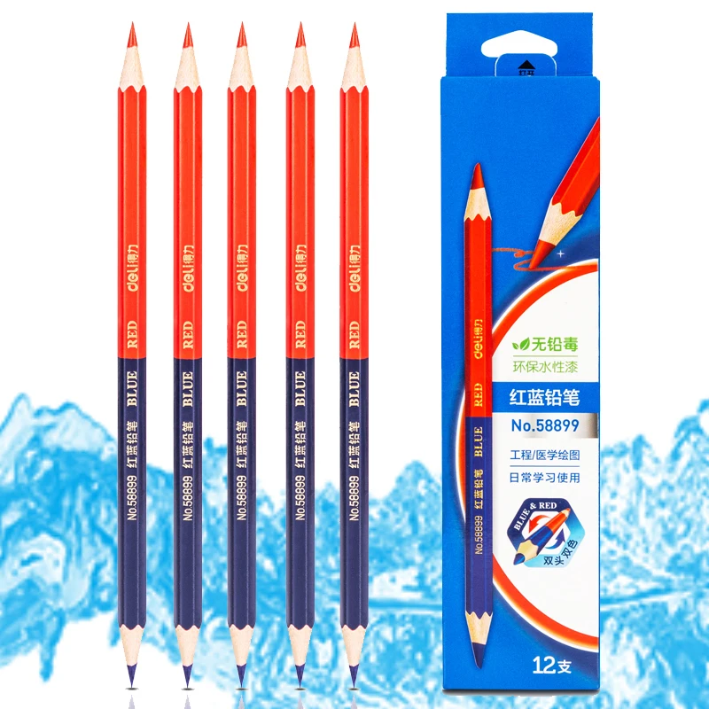 Writing Stationery 12pcs Red&Blue Double Head Pencil HB Soft Lead Wooden Colored Pencil For Hand Builders Joiners Tool Mark