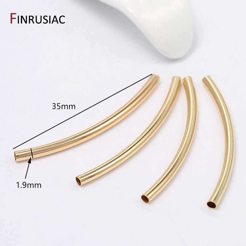 14k Gold Überzogene 35mm Langen Gebogenen Rohr Perlen Zubehör Für Schmuck Machen