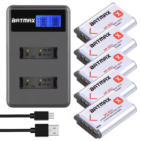 Batmax NP-BX1 battery 1860mAh +LCD Dual Charger For Sony ZV-1F FDR-X3000R RX100 M6 M7 AS100V AS300 HX400 HX60 AS50 WX350 AS300V