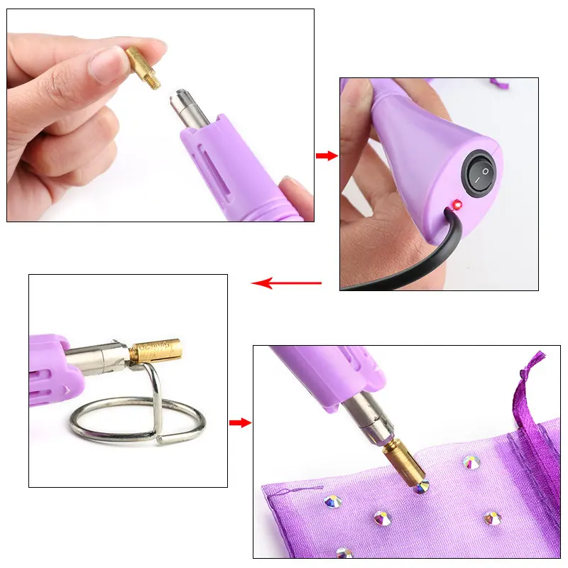 Plug selectable Fast Heated Hotfix Rhinestone Applicator Iron-on Wand Heat-fix Tool Gun Hot Fix Rhinestones Glass Diamond