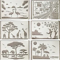 6Pcs/Set A4 29cm Elephant Africa Lover DIY Layering Stencils Wall Painting Scrapbook Coloring Embossing Album Decor Template