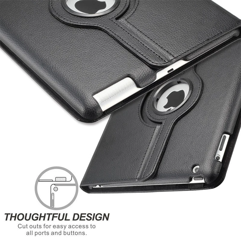 For iPad 2 3 4 Case 360 Degrees Rotating PU Leather Cover for iPad 2 3 4 Mini6 Stand Holder Cases Smart Tablet A1395 A1396 A1430