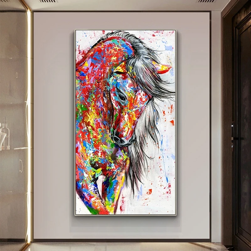 

Large Size Abstract Horses Oil Paintings Print On Canvas Modern HD Print Artwork Horse Pictures for Home Living Room Cuadro