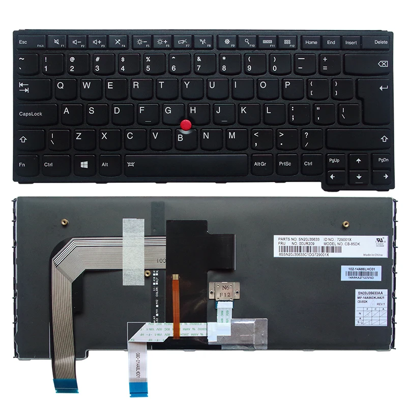 US/LA/RU Russian Layout Keyboard For Lenovo Thinkpad S3 YOGA 14 with frame and Red pointy stick keyboard backlit