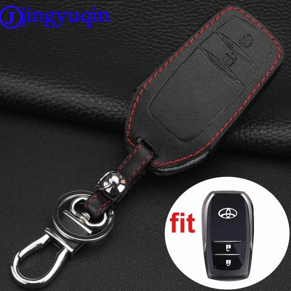 jingyuqin 2 Buttons Remote Leather key Case Cover For Toyota Crown Corolla RAV4 Reiz Camry Rayleigh Smart Key