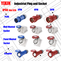 MN Industrial Plug and Socket 16A 32A 3 pin 4 pin 5 pin ip44 Wall Mounted Socket Panel Mounted Coupler 220V 380V 415V