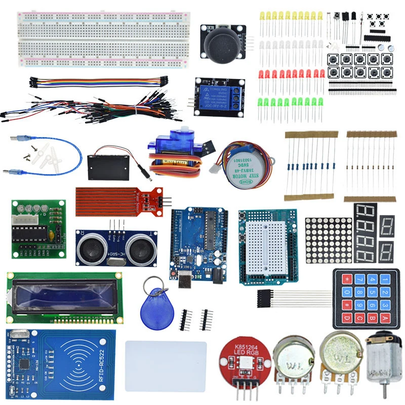 Starter Kit for arduino Uno R3 - Uno R3 Breadboard and holder Step Motor / Servo /1602 LCD / jumper Wire/ UNO R3