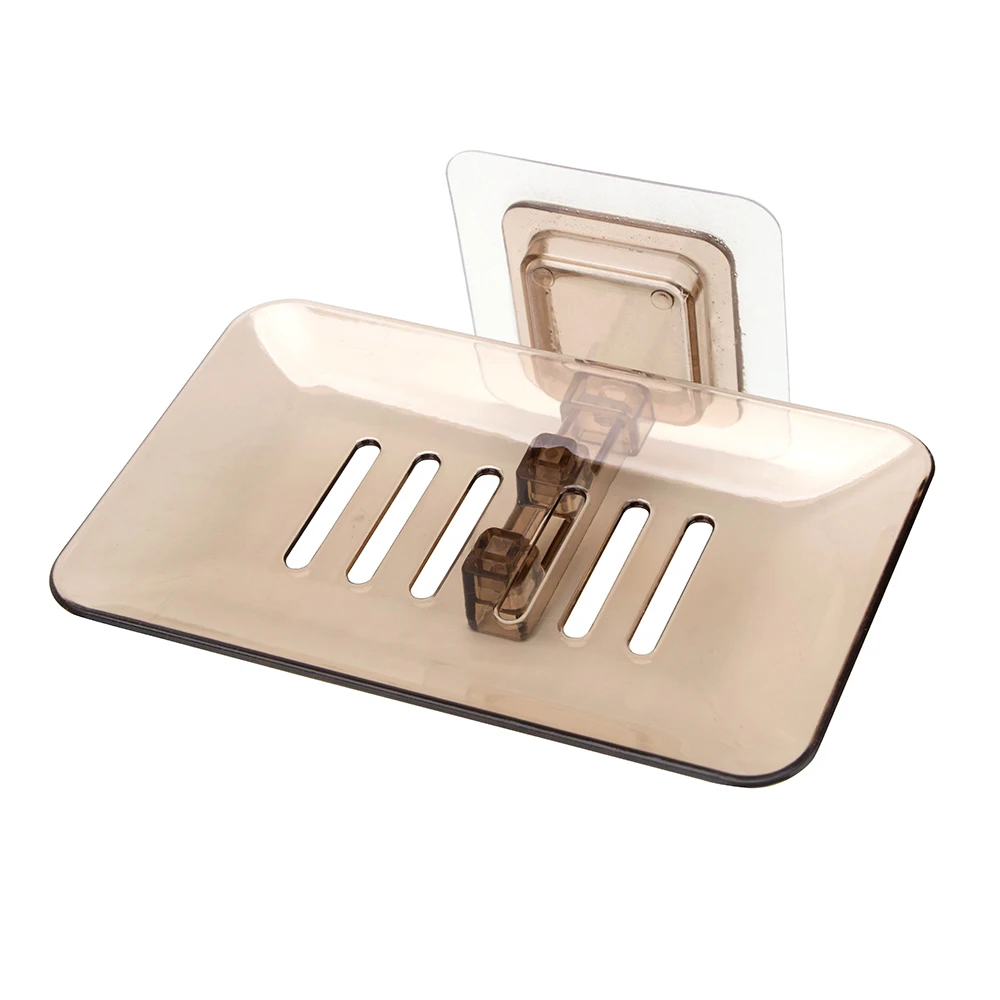 Soap Dish Case Plastic Holder Suction Cup Bathroom Tray Accessories Soap Box Dish Storage Plate Drain Soap Box Storage Rack