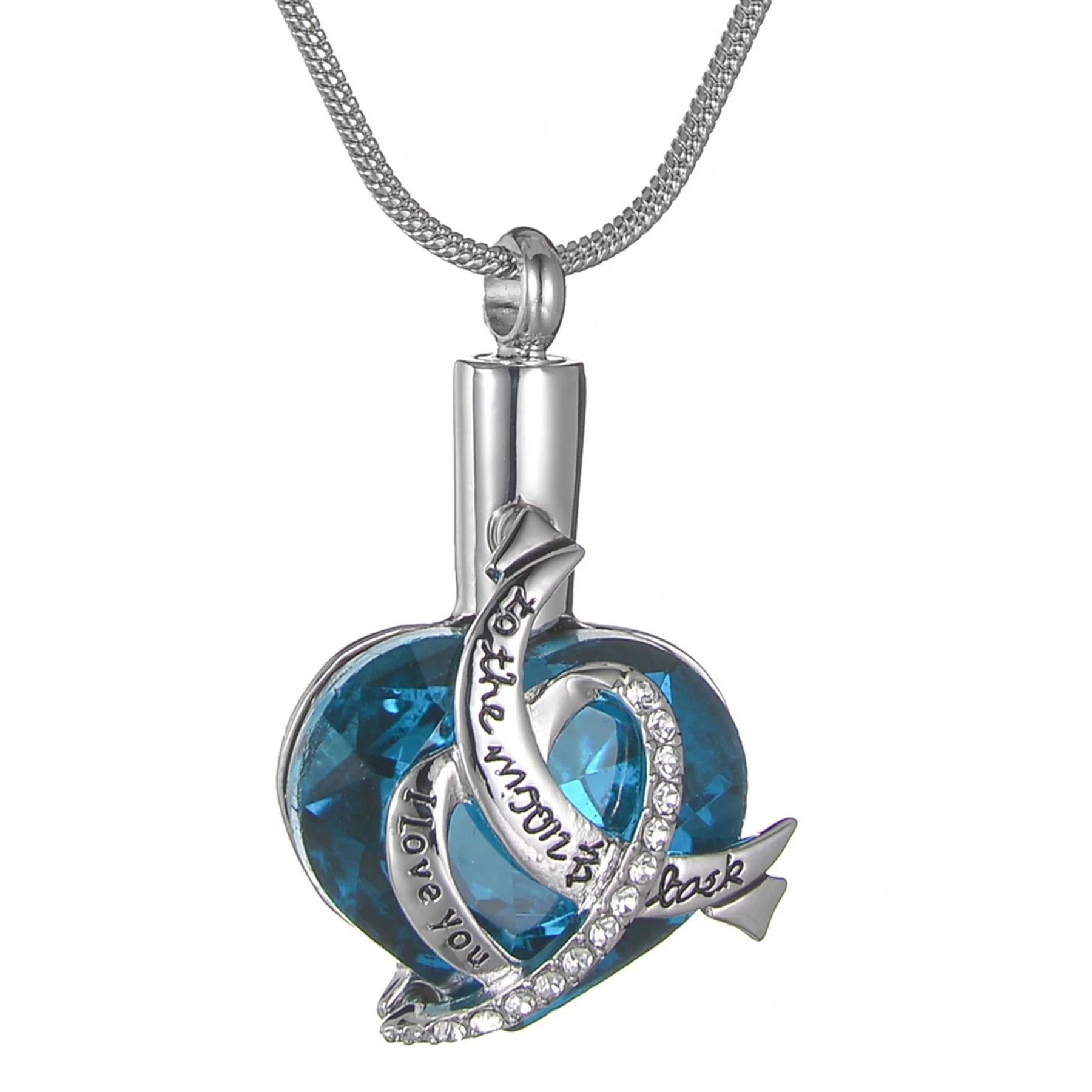 

Dropshipping Heart Urn Necklace Cremation Pendant for Ashes Fine Keepsake Jewelry I love you to the moon and back