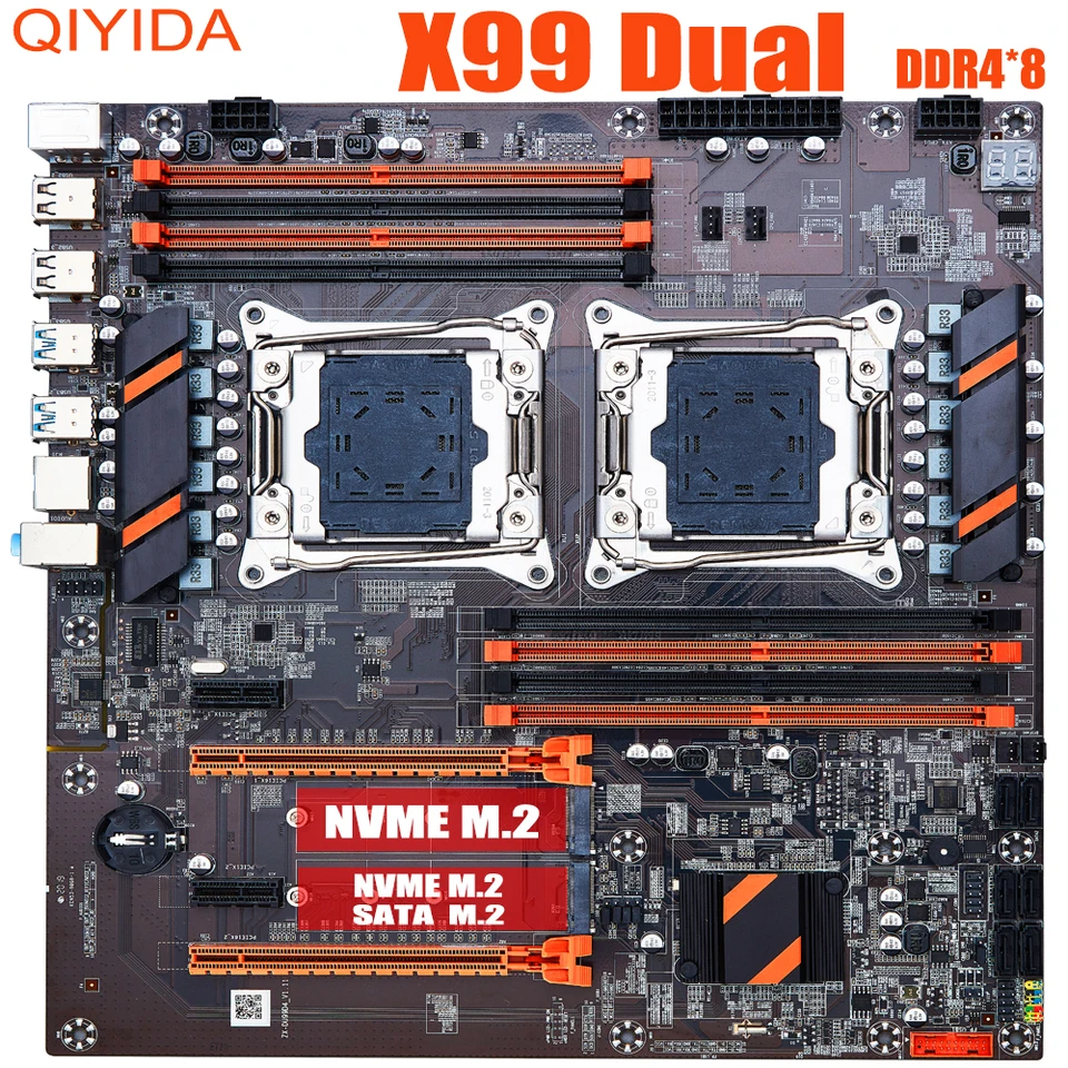 マザーボードx99デュアルCPU,M.2,m.2,SATA 3,v4,2011,usb3.0,sata3,E