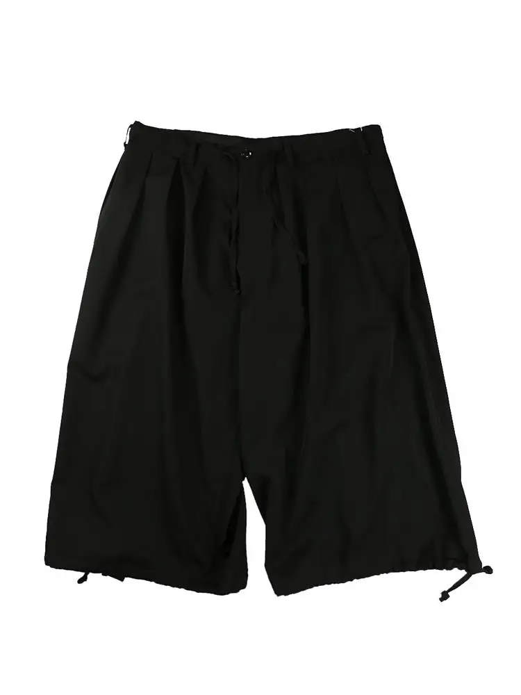 Men's new fashion trend designer's drawstring wide leg loose large size cropped pants Japanese design bloomers