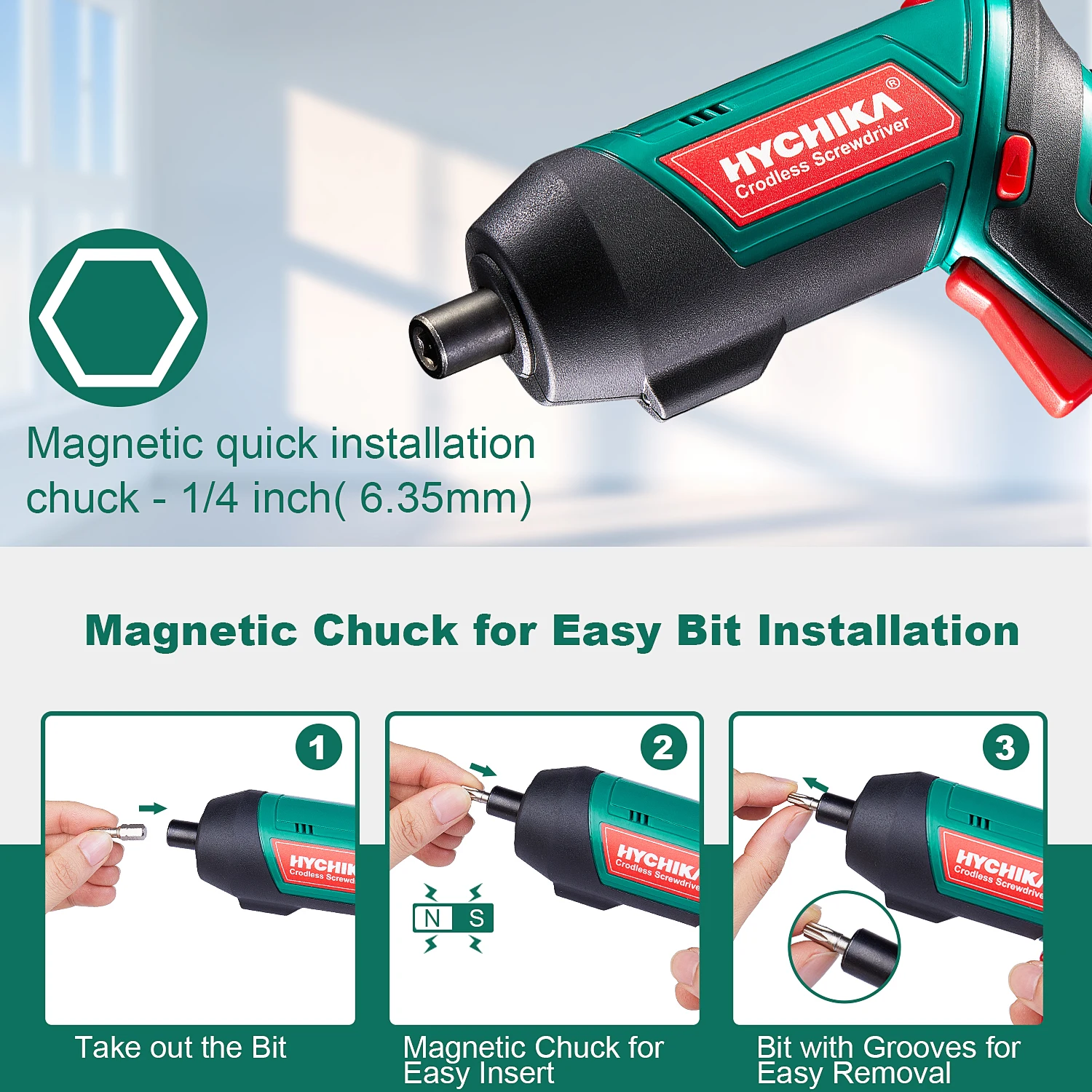 taladro inalambrico Destornillador inalámbrico HYCHIKA 3,6 V 2.0Ah destornillador eléctrico 6 N.m herramientas eléctricas con accesorios de 20 piezas