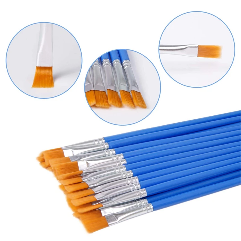 200 Pcs Flat Paint Brushes Small Brush Bulk for Detail Painting Craft Watercolor