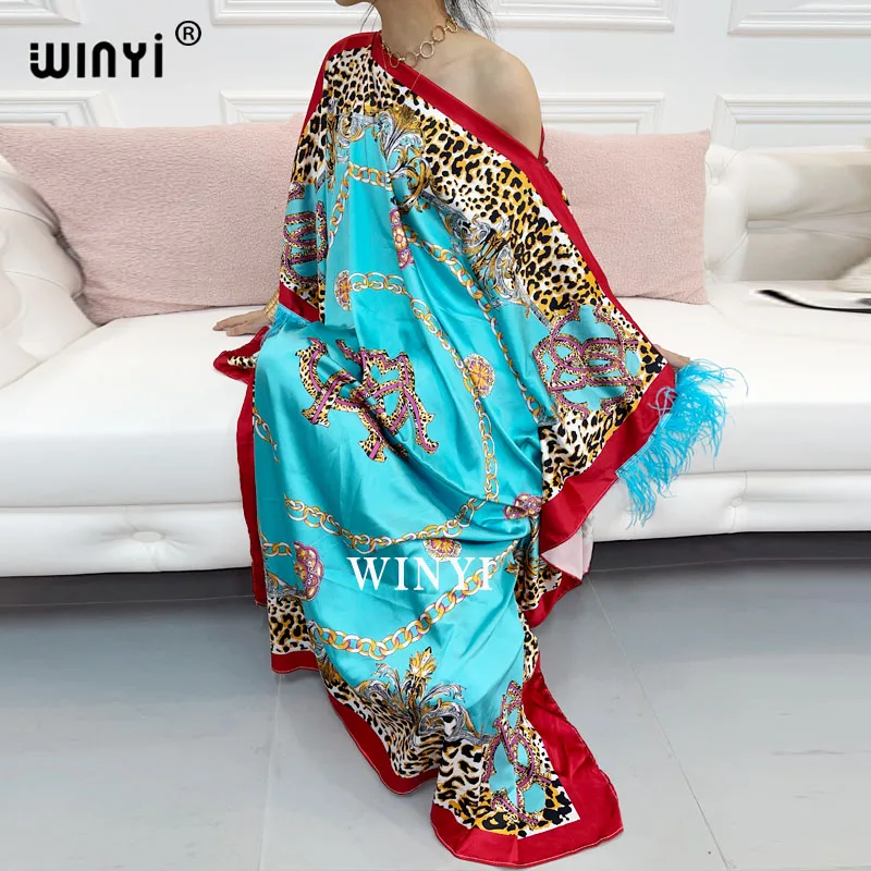 

WINYI sukienka Dresses For Women Dashiki Snake Clothes Bazin Broder Riche Sexy Slim Ruffle Sleeve Robe Evening Long Dress