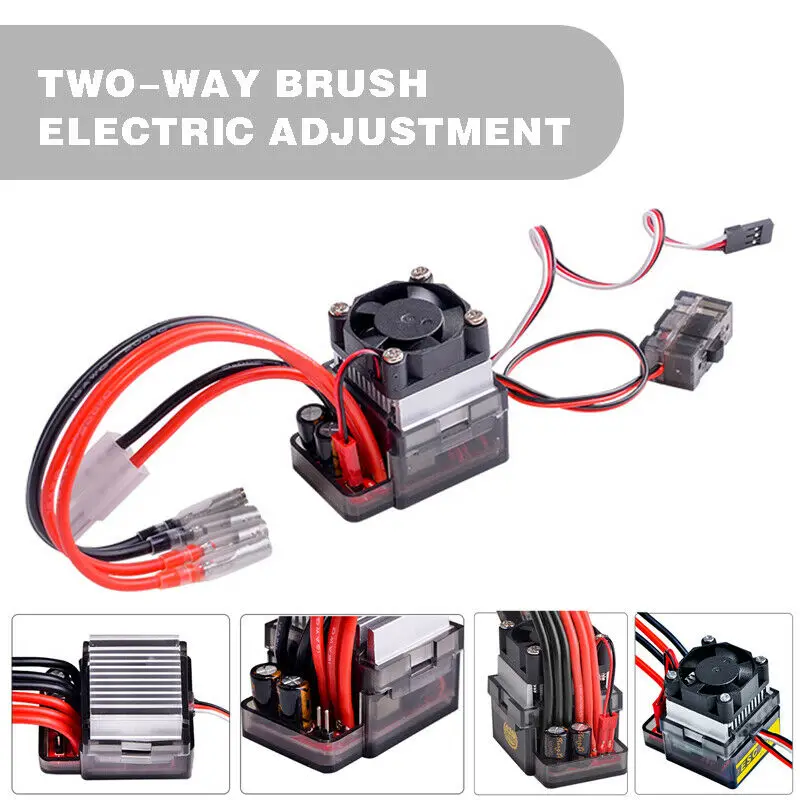 Controlador de velocidad cepillado ESC de alto voltaje 6V-12V 320A con ventilador de refrigeración protección contra el calor de baja voltios y sobrecalentamiento para RC coche camión barco