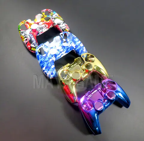 PS5 컨트롤러용 보호 케이스 슬리브 스킨 커버, 도금 금도금 물 전달 위장 쉘, 다채로운 핸들, 1 개