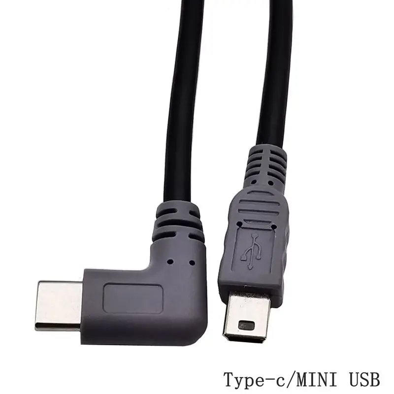 90 Right Angled USB Type C 3.1 Male To Mini USB 5 Pin Micro Male Plug Converter OTG Adapter Lead Data Cable For Mobile VR Mac