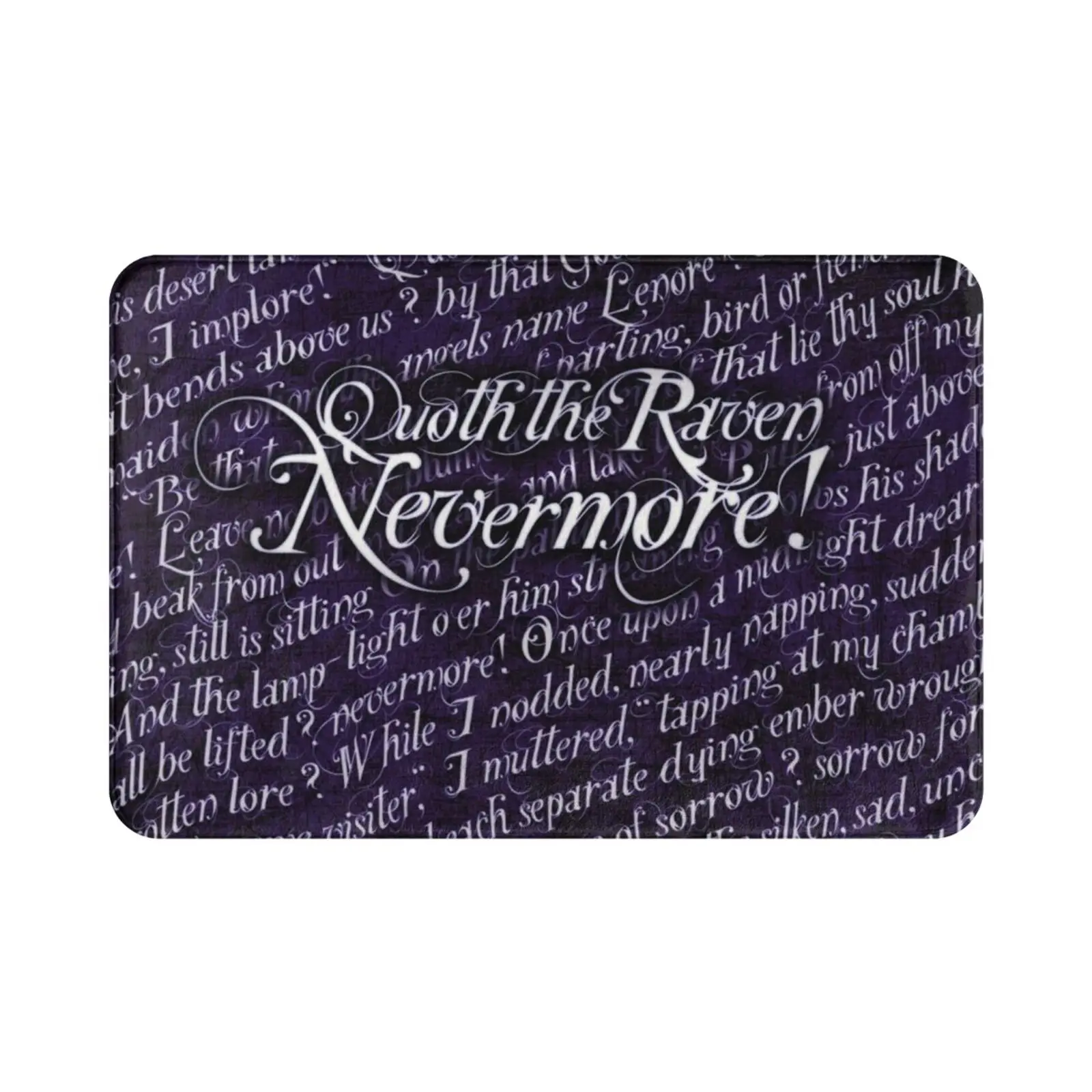 Poe Nevermore Pattern Carpet Mat Rug Cushion Soft Non-Slip Poe The Raven Nevermore Poem Poetry Gothic Text Pattern