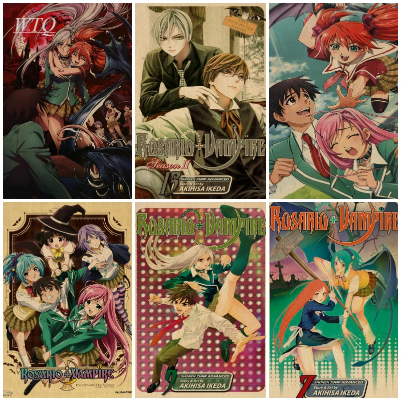 Retro Poster Rosario Vampire Anime Posters Home Decor Wall Poster Canvas Painting Wall Decor Wall Art Photos for Children's Room