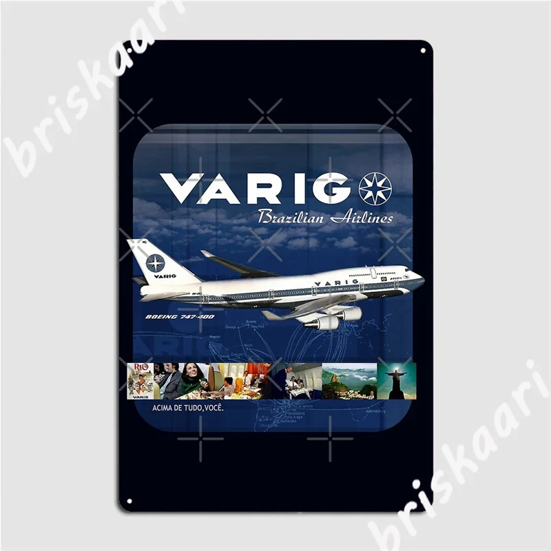 Varig Jumbo Jet Metal Signs Cinema Kitchen Cinema Wall Decor Vintage Tin sign Posters