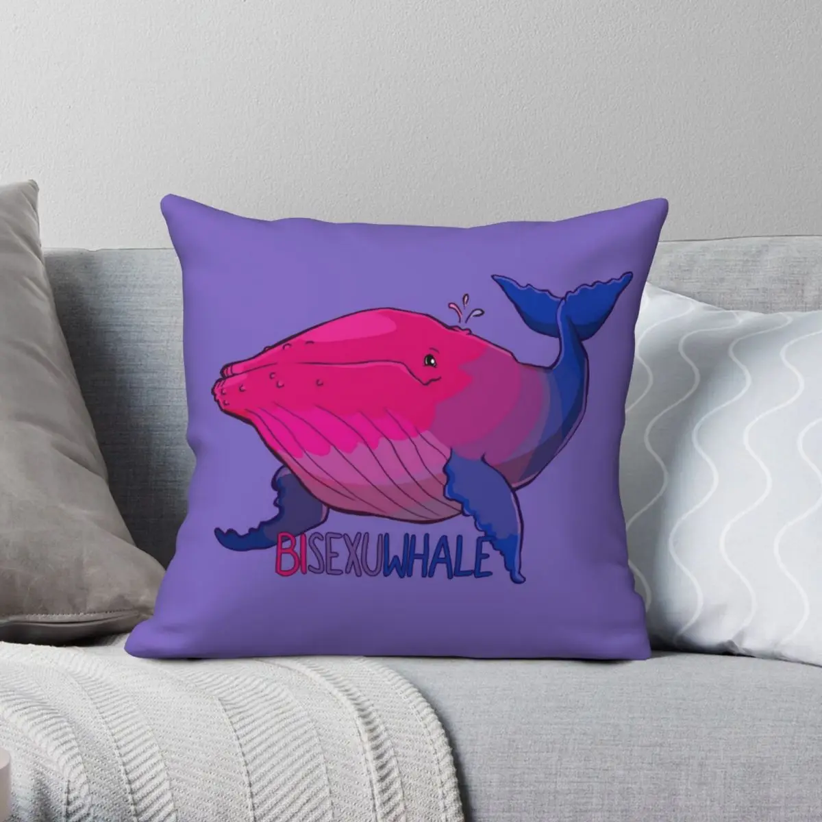 

Bisexuwhale With Text Square Pillowcase Polyester Linen Velvet Zip Decor Pillow Case Sofa Seater Cushion Cover