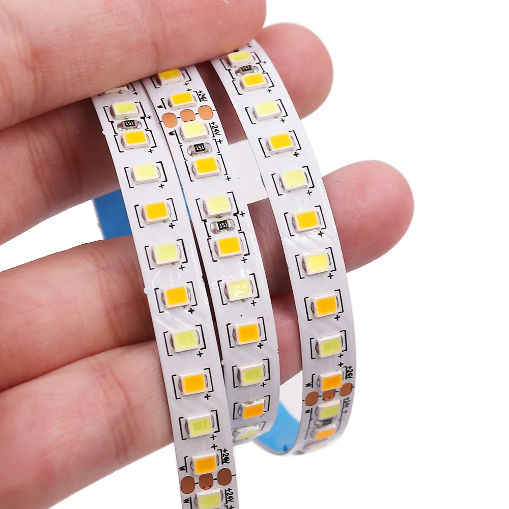 5M CCT Led Strip Light 24V DC 2835 SMD 180LEDs/M Warm White+ White Pixel Strip Elastyczna taśma LED do dekoracji wnętrz 8MM PCB New