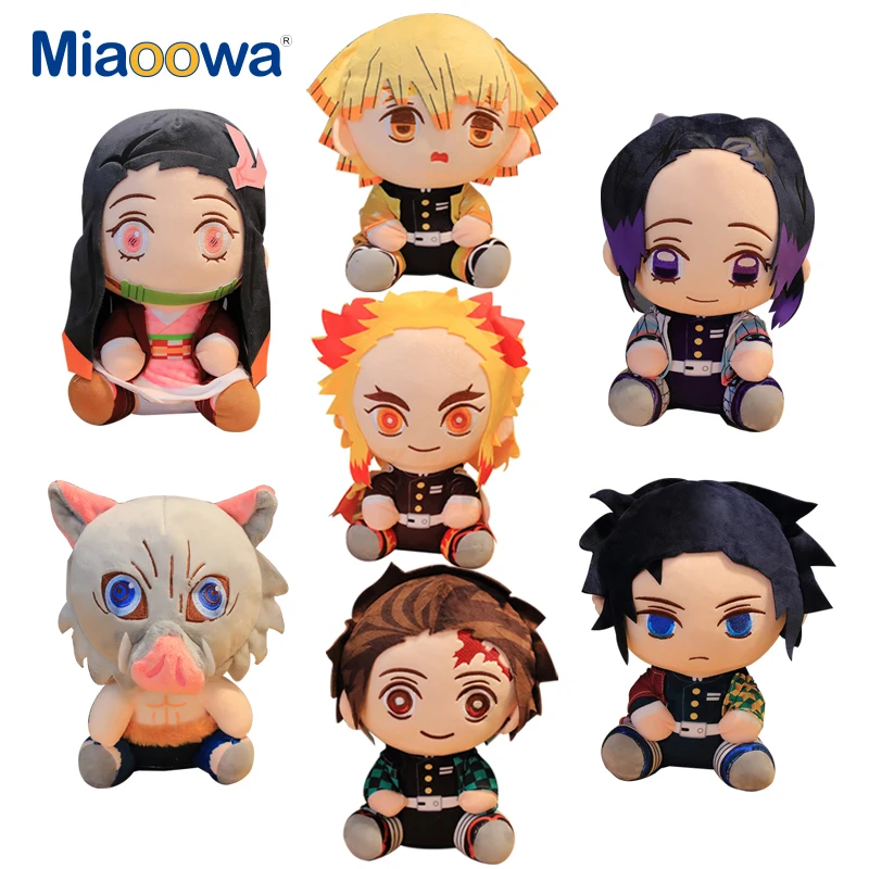 

7Pcs/Lot 20cm Cartoon Demon Slayer Plush Toys Kawaii Kamado Tanjirou Agatsuma Zenitsu Kamado Nezuko Stuffed Dolls Lovely Pillow