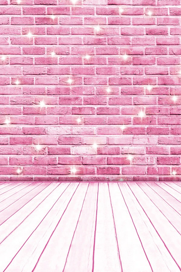 خلفيات وردية للتصوير الفوتوغرافي جدار من الطوب لامعة نجمة بيضاء لوحة خشبية الطابق حفلة الطفل صور خلفيات التصوير الفوتوغرافي