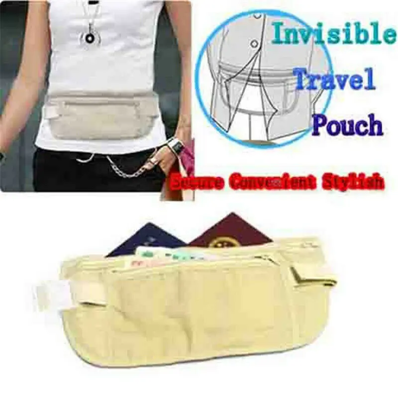 HOT Money Belt Secure Travel Money Belt Undercover Hidden Blocking Travel Wallet Anti-Theft Passport Pouch Fanny Pack