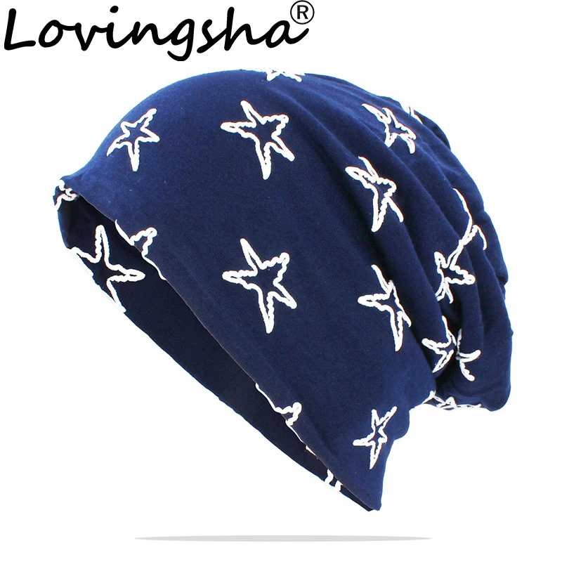 LOVINGSHA Stars Design Men Women Hat Fashion Adult Autumn Winter Hats For Girl Teenager Thin Boy Hat Ladies Cap HT152