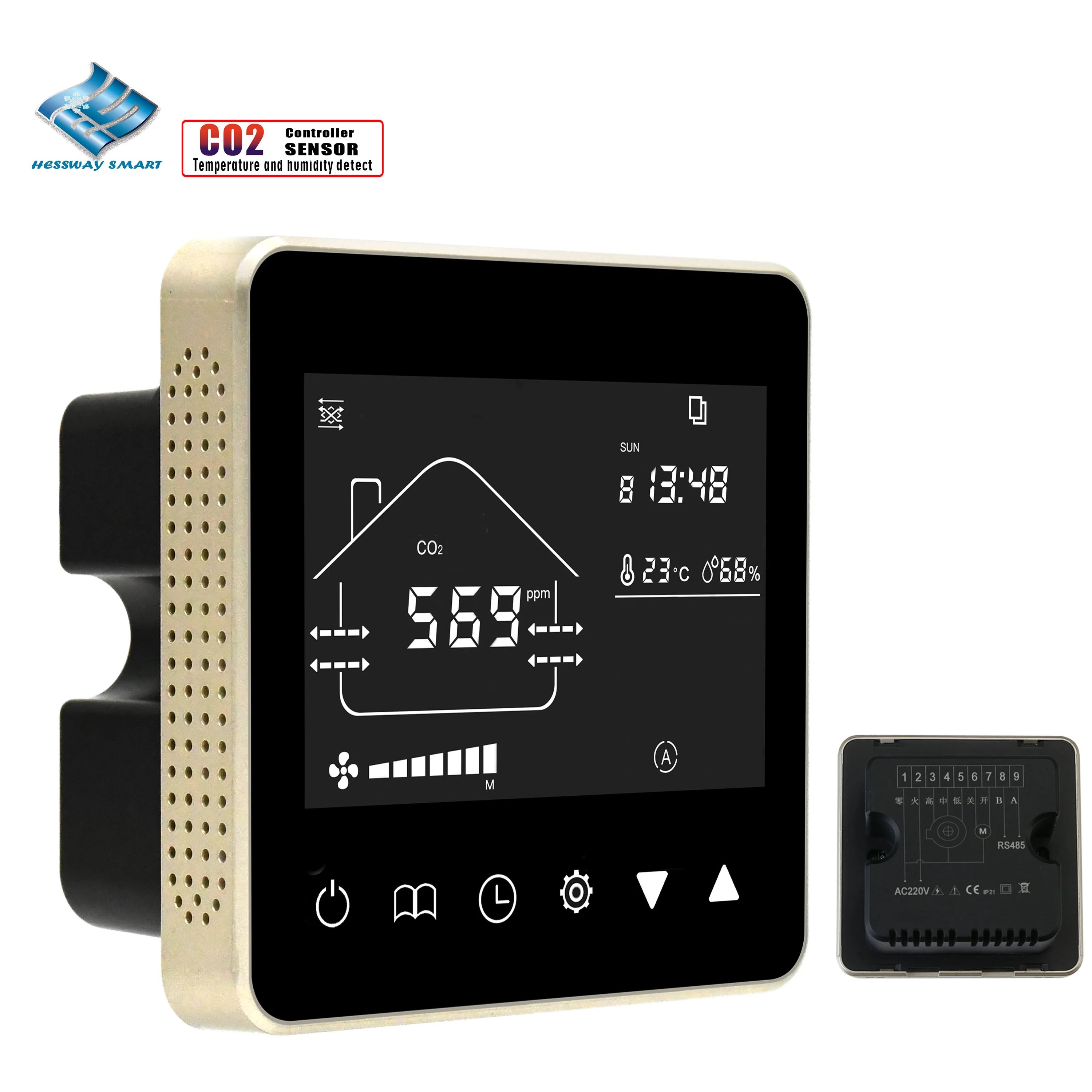 Sensor de CO2 para sistema de ventilación, Detector de temperatura y humedad, Control de calidad del aire para RS485 y MODBUS DC 0-10V/AC, nuevo,