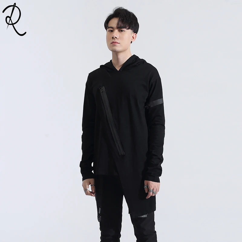 Spring Dark Department of Personality Irregular three-dimensional cut splice sleeve head Hoodie long sleeve men