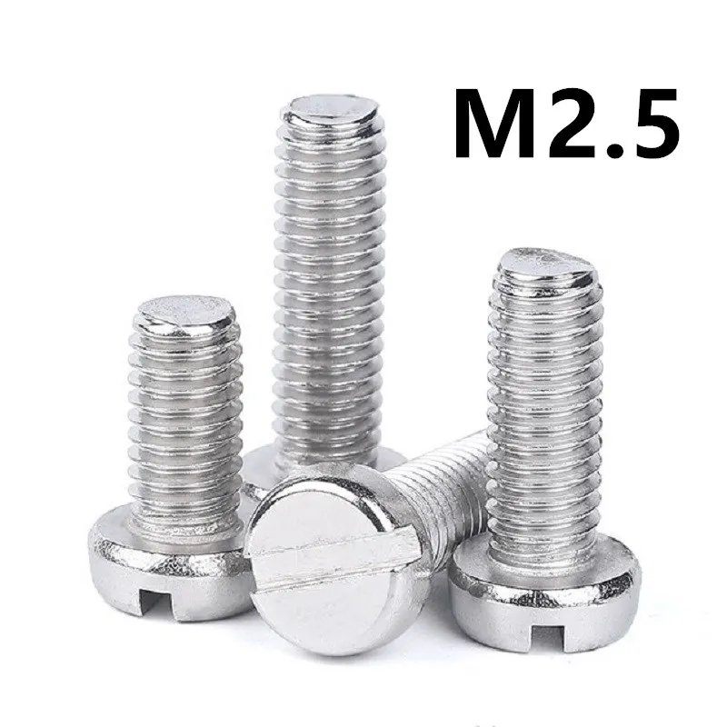 200pcs/lot M2.5x5/6/8/10/12/16/18/20mm DIN84 GB65 Stainless steel cheese head slotted screw groving machine screws