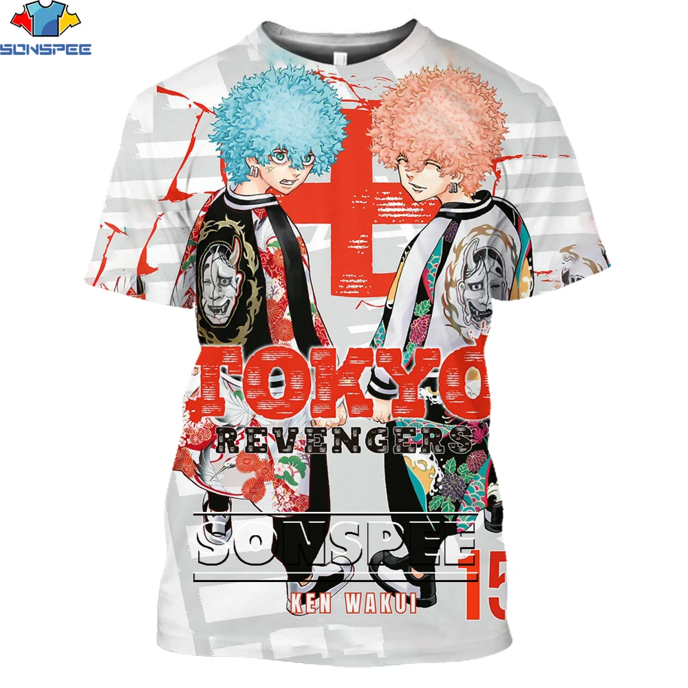 SONSPEE Adventure Anime Tokyo Rvengers Cartoon Manjiro Sano Shirt 3D Printing Men Women's  Man Oversized T-shirts Kids T-shirt