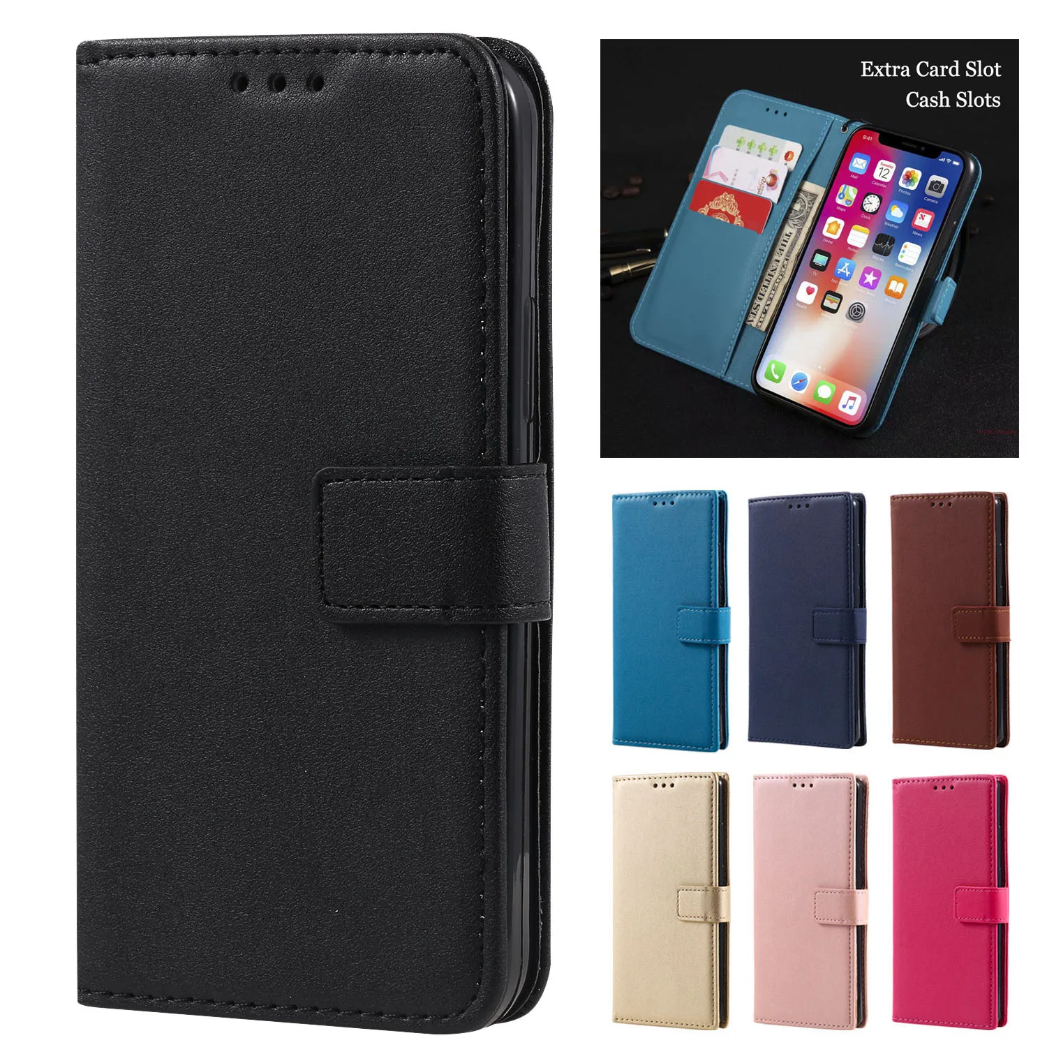 Flip Leather Case For Samsung S3 S4 S5 mini S6 S7 Edge S8 S9 S10 5G E S20 FE Plus Ultra Note 10 20 Lite Wallet Holder Book Cover