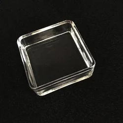 Alimentador de vidrio cuadrado transparente para acuario, tanque de peces, alimentación de camarones, alimentador de fondo flotante, tazón de comida para camarones y peces, 6cm