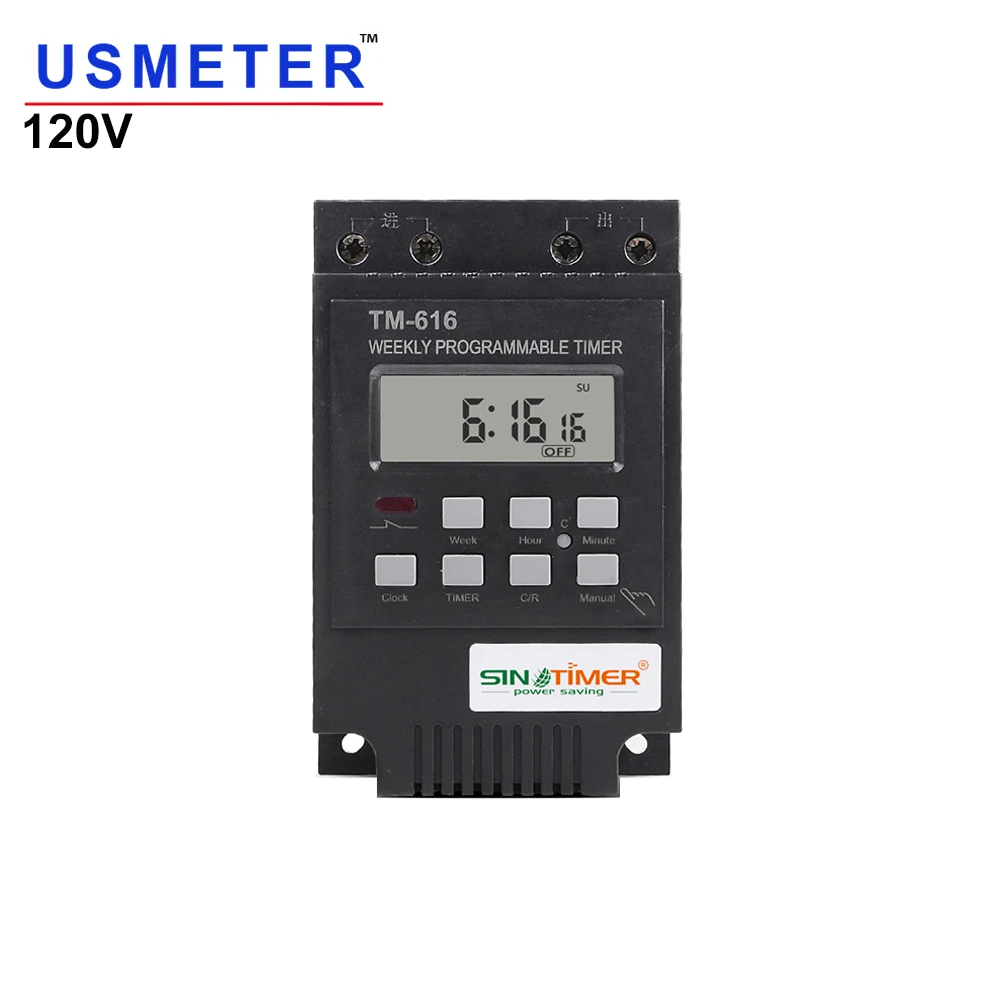 TM616 110V 120V AC Time Relay 7 Days Programmable Digital Timer Workout Time Din Rail  Timer Switch for Fan with Transformer