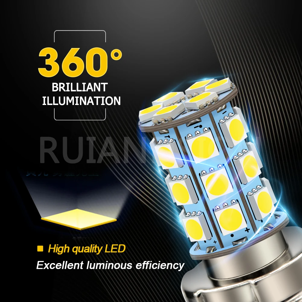 2pcs P26S LED Motorcycle Headlight Blub DC 6V 12V 8W 720LM 6000K moto light 5050 27SMD Scooter Accessoire Motorbike head lamp