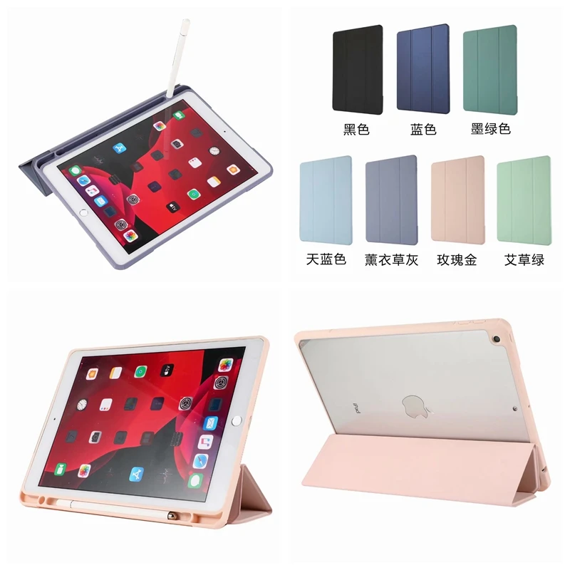 Acrílico transparente caso para ipad 10.2 9.7 2018 2017 pro 9.7 10.5 ar 1 2 capa 3 dobrável filp suporte inteligente tablet escudo capa