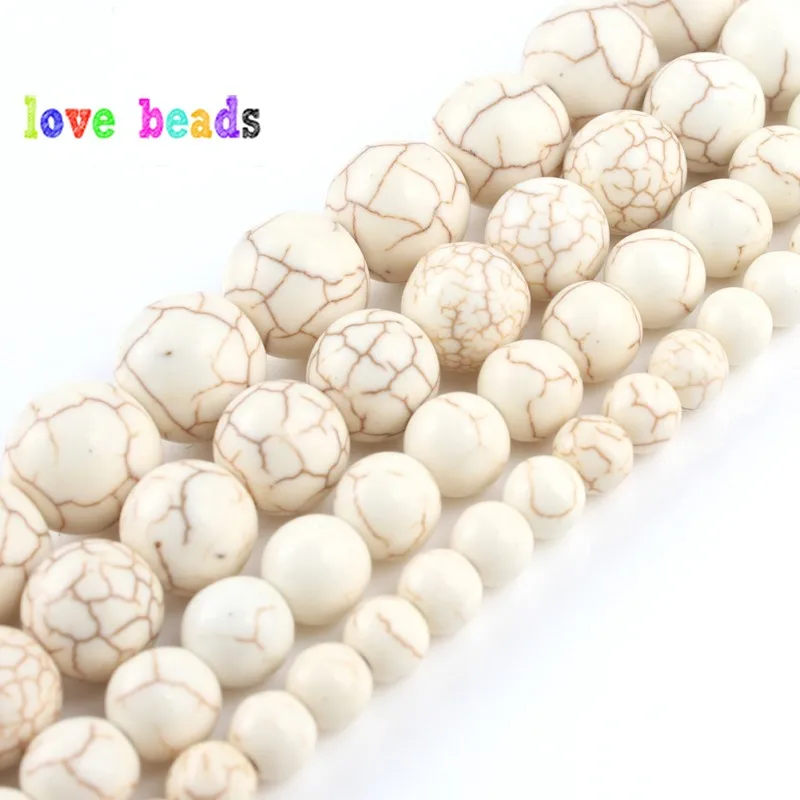 wholesale 15inch strand White Turquoises Howlite Round Beads For Jewelry Making DIY Bracelet Necklace 4/6/8/10/12mm Pick Size