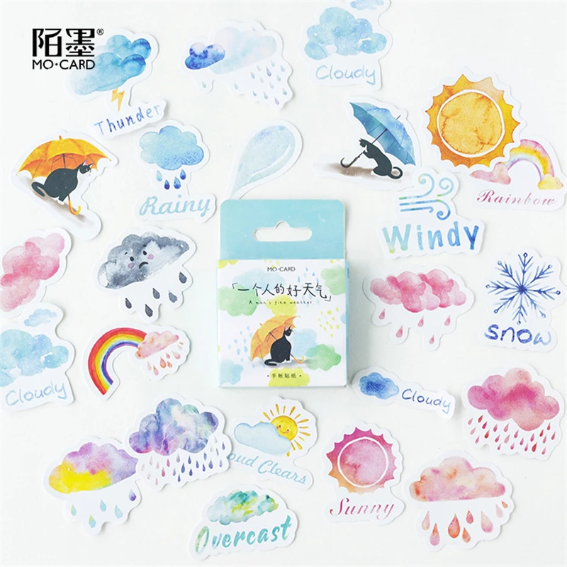 46pcs/box the weather Label Stickers Set Decorative Stationery Stickers Scrapbooking Diy Diary Album Stick Label